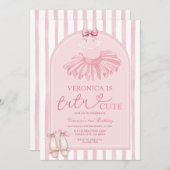 Boho Arch Pink Bow Tutu Cute Ballerina Birthday Kaart (Voorkant / Achterkant)