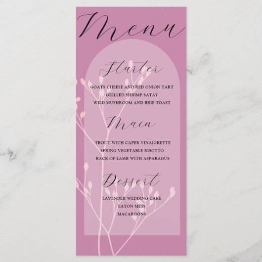 Boho Arch Pink Foliing Menu Mariage (Devant)