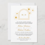 Boho Arch Retro Yellow Daisy All in One Wedding Kaart (Voorkant)