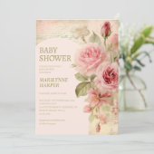 Boho Arch Rozen Baby shower Kaart (Staand voorkant)