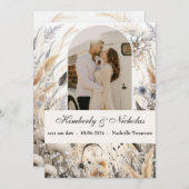 Boho Arch Rustiek Aarde Pampas Bloemen Botanisch Save The Date (Voorkant / Achterkant)