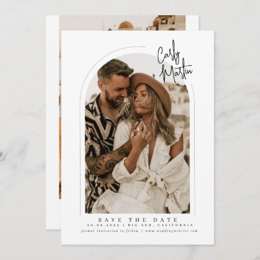 Boho Arch Save the Date Kaart (Voorkant / Achterkant)