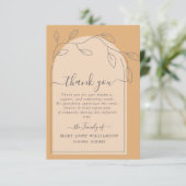 Boho Arch Script Funeral Hartelijk dank Bedankkaart (Staand voorkant)