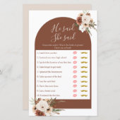 Boho Arch Terracota Hij zei dat ze Kaart van games (Voorkant / Achterkant)