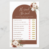 Boho Arch Terracota Hij zei dat ze Kaart van games (Voorkant)