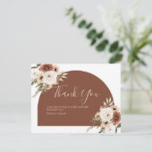 Boho Arch Terracota White Floral Baby shower Bedankkaart (Staand voorkant)