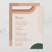 Boho Arch Terracotta Rust Beige Menu Dîner (Devant / Derrière)