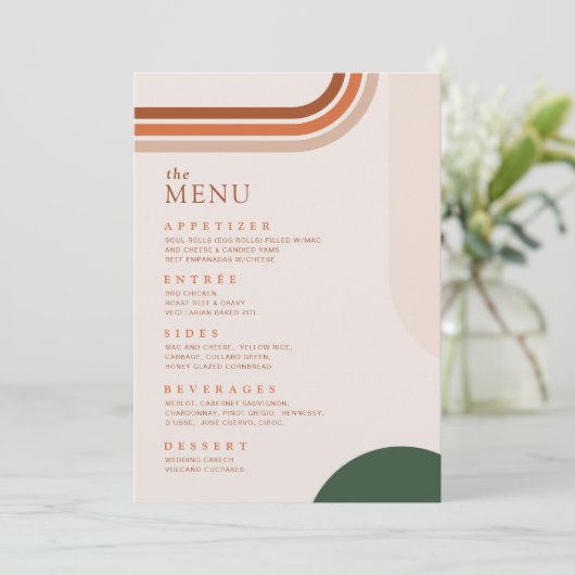 Boho Arch Terracotta Rust Beige Menu Dîner (Debout devant)