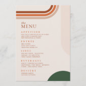 Boho Arch Terracotta Rust Beige Menu Dîner (Devant)