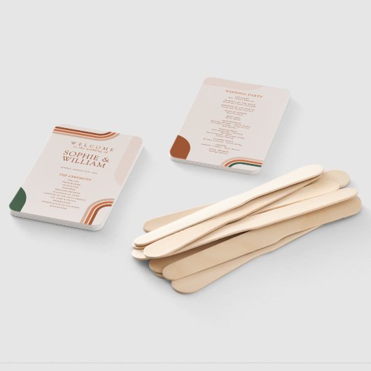 Boho Arch Wedding Program fan, ceremonieprogramma Handwaaier (Niet-gemonteerd)