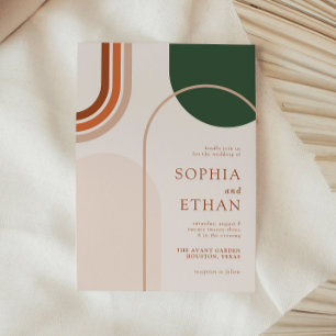 Boho Arch Wedding Uitnodiging Terraccota Rust Beig