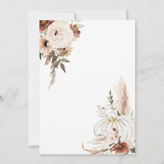 Boho Arch White Pumpkin 1st Birthday Pampas Grass Kaart (Achterkant)