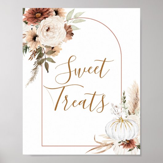 Boho Arch White Pumpkin Floral Sweet Trets bord Poster (Voorkant)