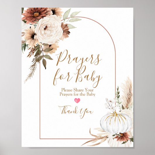 Boho Arch White Pumpkin gebeden voor Baby Poster (Voorkant)