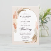 Boho arche pampas herbe faire-part de mariage mode (Debout devant)