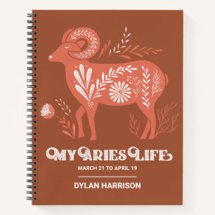 Boho Aries Zodiac Sign Journal personnalisé