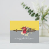 Boho Arrow Colorblock Birthday Briefkaart (Staand voorkant)
