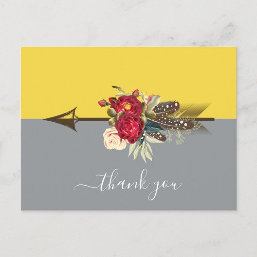 Boho Arrow Colorblock Dank u Briefkaart (Voorkant)