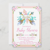 Boho Arrow Feather Baby Douche Invitations (Devant)
