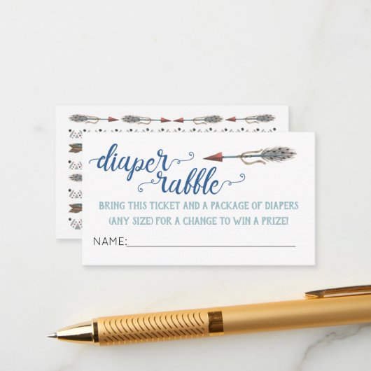 Boho Arrow Luier Raffle Ticket Informatiekaartje (Voorkant / Achterkant in situ)