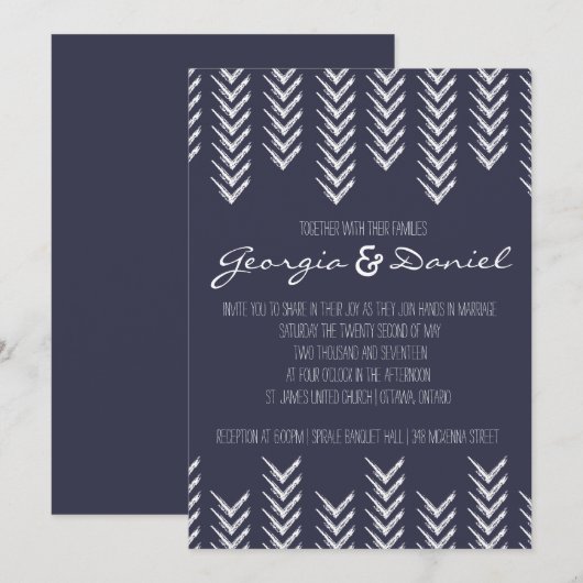 Boho Arrowhead bruiloft uitnodiging (Voorkant / Achterkant)