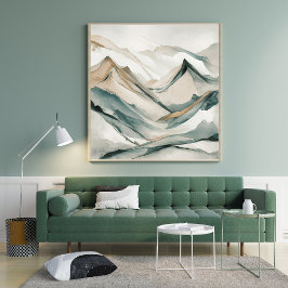 boho art Minimalistisch landschap bergen Perfect Poster