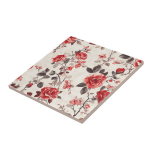 Boho Art Nouveau Roos Tegels voor woonruimtes Tegeltje