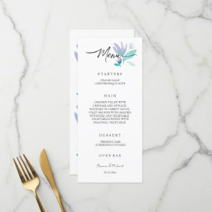 Boho Artistic Blue Floral Garden Waterverf Menu