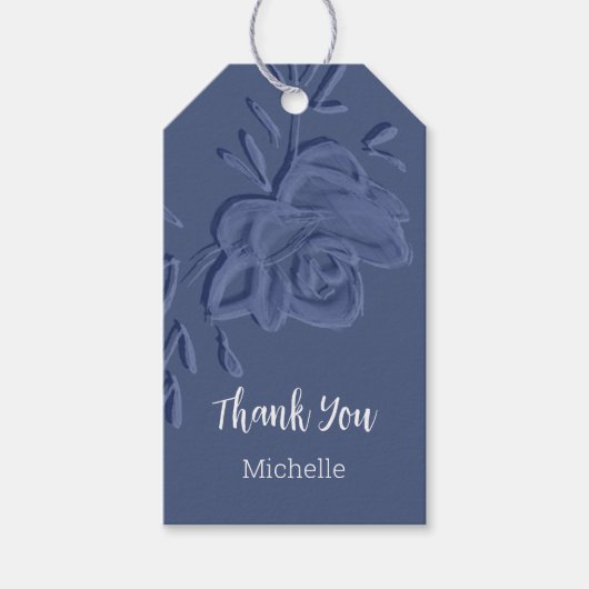 Boho  Artistic Blue Flowers Cadeaulabel (Voorkant)
