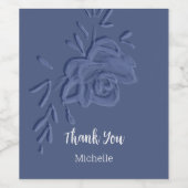 Boho Artistic Blue Flowers Wijn Etiket (Enkel label)