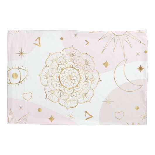 Boho Astrologie Goud Hemelpatroon Kussensloop (Achterkant-Links)