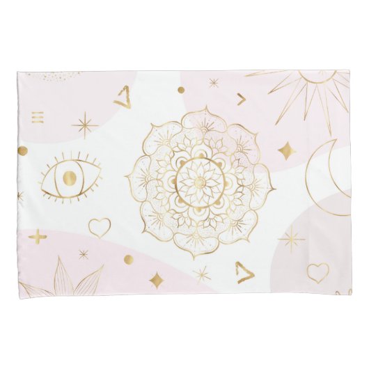 Boho Astrologie Goud Hemelpatroon Kussensloop (Voorkant-Rechts)