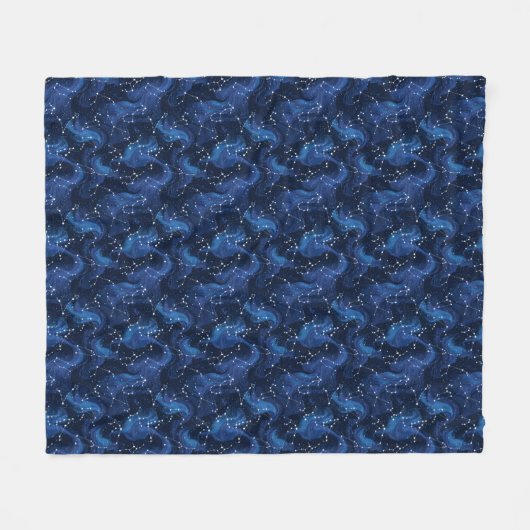 Boho Astrology Zodiac sign pattern on blue Fleece Deken (Voorkant (Horizontaal))