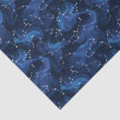 Boho Astrology Zodiac sign pattern on blue Tissuepapier (Detail)