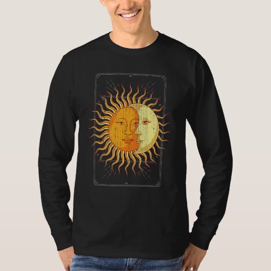 Boho Astronomy Celestial Body Sun Crescent Moon As T-shirt (Voorkant)