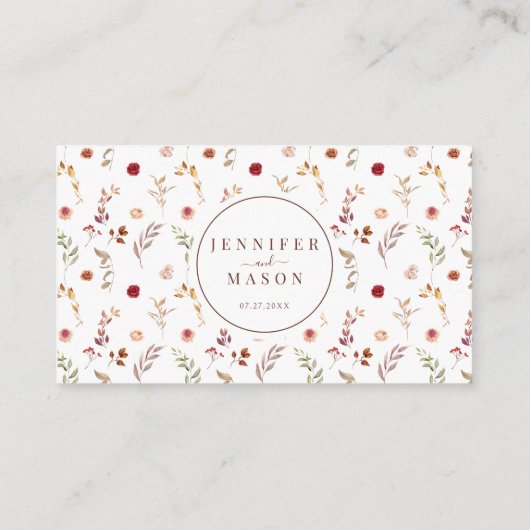 Boho Automne Automne Floral Wedding RSVP QR cartes (Dos)
