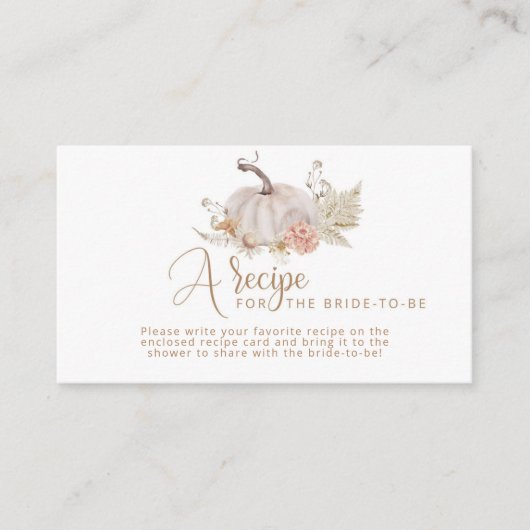 Boho automne citrouille carte de recette de la nup (Devant)