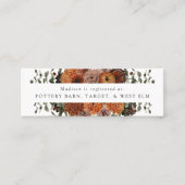 Boho Automne Floral Brix Registre Insertion Cartes (Devant)