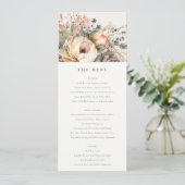 Boho Automne Floral Bunal Mariage Carte Menu (Debout devant)