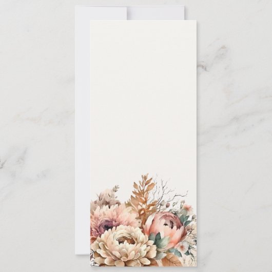 Boho Automne Floral Bunal Mariage Carte Menu (Dos)
