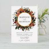 Boho Automne Floral Frame Mariage Foil Invitation (Debout devant)