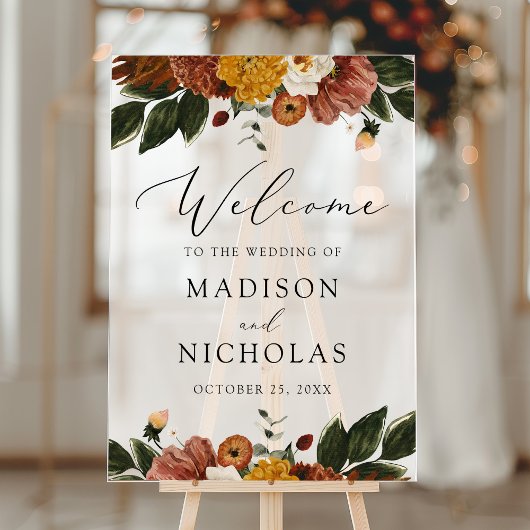 Boho Automne Floral Mariage Accueil Froid