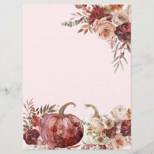 Boho Automne Floral Mariage Menu (Dos)