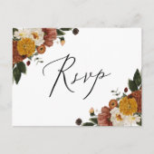 Boho Automne Floral RSVP avec carte postale de cho (Devant)