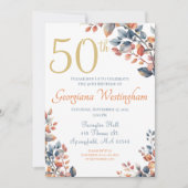 Boho Automne quitte 50e anniversaire Invitation (Devant)