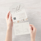 Boho Autumn | Beige Casual QR Code Seal en verzend All In One Uitnodiging (Afscheurbaar)