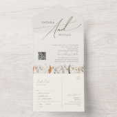 Boho Autumn | Beige Casual QR Code Seal en verzend All In One Uitnodiging (Binnen)