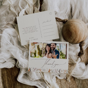 Boho Autumn   Beige horizontale foto dank u Briefkaart