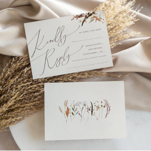 Boho Autumn Beige Horizontale Menukeuze RSVP Kaartje