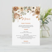 Boho Autumn Dried Flowers Wedding | Menu Kaart (Staand voorkant)